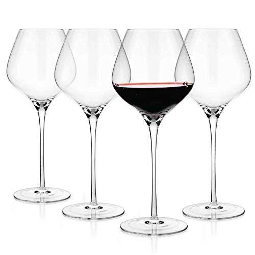 Luxbe - Crystal Wine Large Glasses 720ml, Set of 4 - Tall Red or White Wine Glasses - Lead-Free - Best for Pinot Noir - Burgundy - Bordeaux