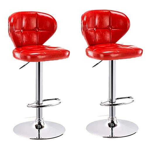 qddan Bar Stools Set of 2 Height Bar Chairs Oil Wax Leather Chair 360° Swivel Kitchen Stool with Backrest And Footrest Breakfast Dining Stools (Color : Red)