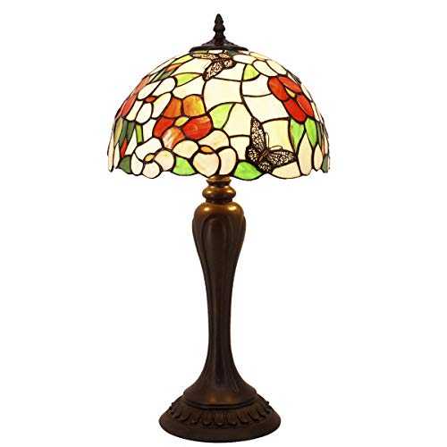 Tiffany Lamp Pink Stained Glass Butterfly Lampshade Style Table Reading Lamps Wide 12 Height 22 Inch For Living Room Antique Desk Beside Bedroom S275 WERFACTORY