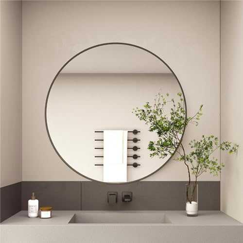 Beauty4U Black Round Mirrors of Glass 50cm Metal Framed HD Wall Mirror for Vanity, Bathroom or Bedroom (Diameter 19.7 Inch)