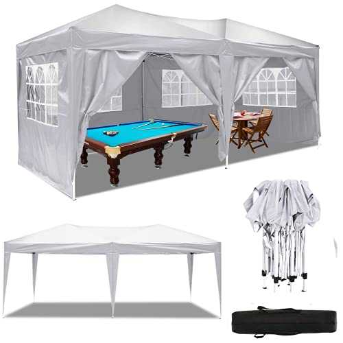 Oppikle 3x3m /3x6m Garden Gazebo Marquee Party Tent Wedding Water Resistant Awning Canopy, UV Protection With 4 Side Panels, Fully Waterproof, Powder Coated Steel Frame (3x6m, White)