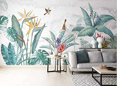 A-Gavvzq Panoramic Jungle Silk Wallpaper Custom Format Tropical Plants Giant Wall Poster for Living Room Bedroom