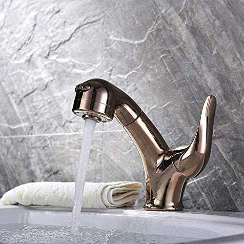 WYZQ Durable Bathroom Sink Taps Pull-Out Bathroom Basin Faucet,Hot and Cold Control Bathroom Basin Faucet, Copper Material,Suitable for Kitchen Bathroom Easy Installation,Taps