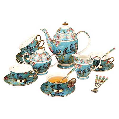 ZQJKL 21 Pieces Afternoon Tea Set Coffee Cup Set British Royal Tea Sets High Grade Bone China Cups Tea Sets for Adults Birthday Wedding Gift