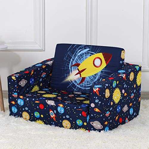 PWTJ Kid Sofa Chair, Children 2 in 1 Flip Open Foam Sofa Bed for Ideal Kid Birthday Gift (blue)