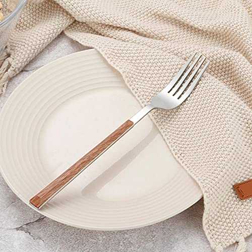 Flatware Set Stainless-Steel Cutlery Set Wooden Handle Stainless Steel Cutlery Set Knife Fork Spoon Teaspoon Dinner Set-Dinner Fork_24 Packs