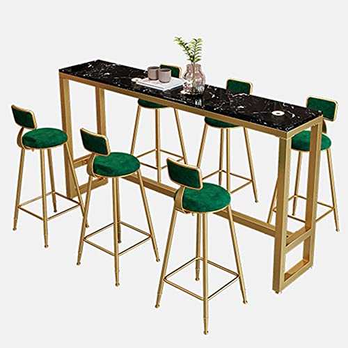 KFL Living Room Porch Table, 120cm`cm Black Marble Counter Table with Golden Wrought Iron Feet, Kitchen Dining Table for 2-4 People, Modern Decorative Furniture for BarCaféDessert Shop, Height 105c