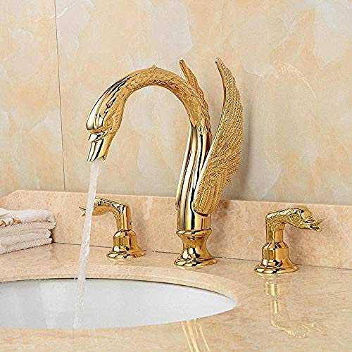 The Sink Faucet Bronze Basin-Wide Water Faucet Golden Swan and Cold Water Faucet Bathroom Basin Mixer Taps Easy to Clean Sink Faucet