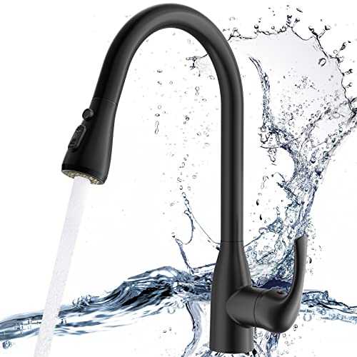 Rainsworth Kitchen Sink Mixer Tap with Pull Down Sprayer, 3 Mode Kitchen Faucet with High Arch Outlet, 360 ° Swivel Mixer Tap Kitchen Sink, Kitchen Tap with UK Standard Fittings, Black