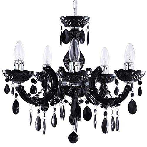 5 Light Dual Mount Chandelier Marie Therese Acrylic Bedroom Living Room Ceiling Light Litecraft (Black (LED))