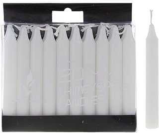 Mega Candles 20 pcs Unscented White Mini Taper Candle, 4 Inch Tall x 1/2 Inch Diameter, Great for Casting Chimes, Rituals, Spells, Vigil, Witchcraft, Wiccan Supplies, Wax Play & More