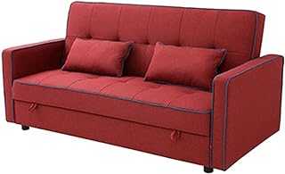 Tolalo Fabric Sofa Bed 3 Seater Adjustable Backrest Sofa Bed，Folding Futon Sofa Bed With Hidden Storage Space And Armrest For Small Space Configuration, Apartment, Dormitory,Red