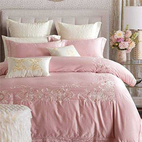 HJRBM 4/7Pcs White Luxury Egyptian Cotton Bedding Set Bed Set Embroidery Duvet Cover Bed Sheet Set Pillowcase,6,King Size 4pcs