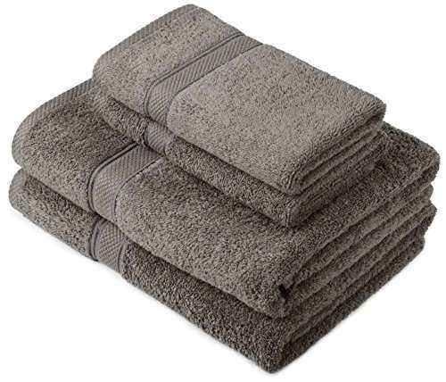 Pinzon by Amazon - Egyptian Cotton Towel Set, 2 Bath and 2 Hand Towels - Gray, 600gsm