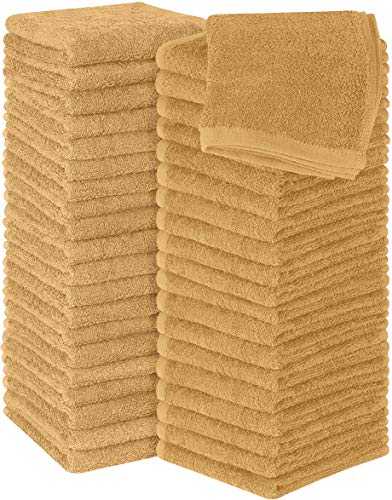 Utopia Towels - 60 Cotton Washcloths Set - 30 x 30 cm, Beige- 100% Ring Spun Cotton, Premium Quality Flannel Face Cloths, Highly Absorbent and Soft Feel Fingertip Towels