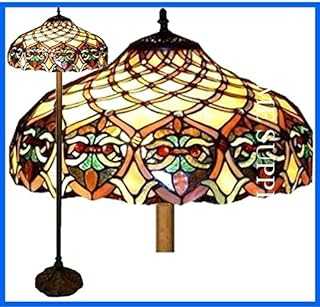 BELOFAY Tiffany Stained Glass Handmade Floor Lamps for Living Room, Bedroom, and Lounge (16-Inches, Flowers and Herbs Tiffany)