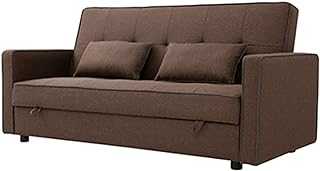 Tolalo Modern Fabric Sofa Bed 3 Seater Click Clack Sofa Settee Recliner Couch with Wooden Legs for Living Room/Guest Room/Office,Brown