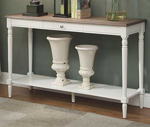 Convenience Concepts French Country Console Table with Drawer and Shelf, Driftwood / White