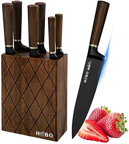 Knife Set, 7 Pieces knife block with knives, Premium Knife Set with High-Grade Stainless Steel Blades and Ergonomic Design, Chef's Knife, kitchen knives