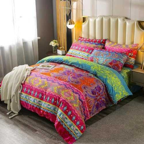 Loussiesd Bohemian Duvet Cover Set Boho Exotic Bedding Set Double Size Luxury Southwestern Bedspread Microfiber Bedding Cover Set Ethnic Butterfly Comforter Cover with 2 Pillow Shams Zipper 3 Pieces
