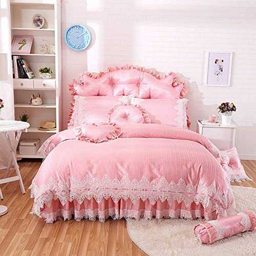 HJRBM 4/6/8-Pieces Cotton Jacquard Luxury Bedding Set lace Bed Set Bed Linens Duvet Cover Bed Skirt,2,King Size 6pcs (4 King size 8pcs)