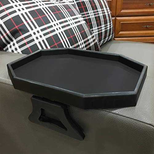 Forzaddik Side Tables Sofa Armrest Clip-On Table, Recliner Armchair Organizer Tray (Black), Food Grade Plastic Material