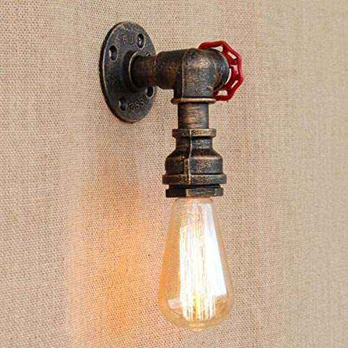 LQKYWNA Vintage Industrial Water Pipe Wall Light Retro Metal Lamp Steampunk Rustic Style for Home Decor Pub Cafe Hotel