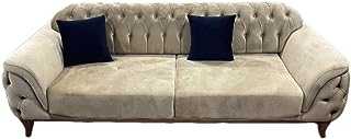 Velvet 3 Seater Sofa Bed Living Room Furniture with Rollback Capability, Brown