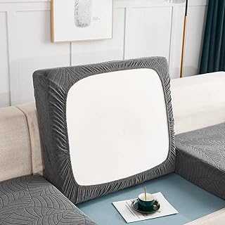 Water Resistant Sofa Seat Jacquard Stretch Sofa Cushion Corner Sofa for sofa chaise lounge-Dark Grey,3-Seater