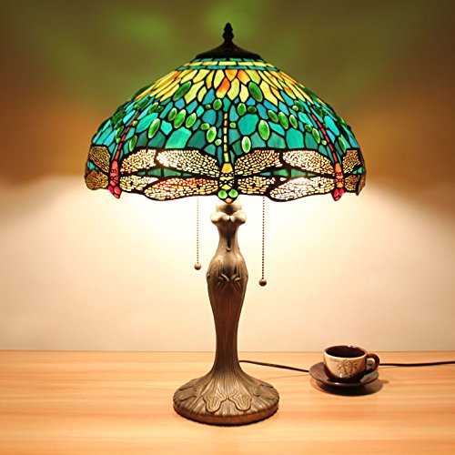 HDO 16 inch Green Dragonfly Jewelry Pastoral Minimalist Tiffany Style Table Lamp Bedside Lamp Desk Lamp Living Room Bar Lamp