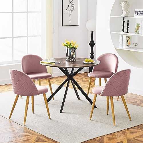 CLIPOP Dining Chairs Set of 4 Velvet Kitchen Counter Chairs with Backrest and Wooden Style Sturdy Metal Legs Living Room Lounge Leisure Chairs,Velvet Reception Chairs for Home,Office and Restaurant