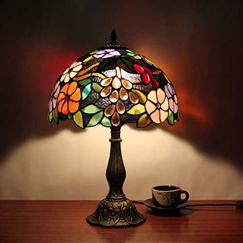 12 Inch Vintage Pastoral Gorgeous Flowers Stained Glass Tiffany Style Table Lamp Bedroom Lamp Bedside Lamp