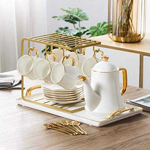 Cup and Saucer Set Porcelain Tea Set Afternoon Tea Tea Set Suit for Home Office Ceramic Water Cup Kettle Set