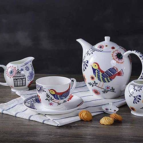 Ceramic Teapot Porcelain Teapot English Afternoon Tea Set Bone China European Cup Saucer Teapot Black Tea Coffee Cup Dish Snack Plate Four Sets
