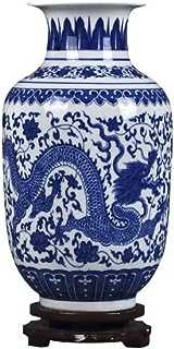 fanquare Jingdezhen Blue and White Porcelain Flower Vase, Small Handmade Dragon Ceramic Vase, Decorative Vase, Height 30cm