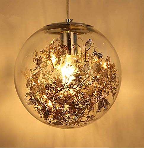 Glass Ball Pendant Lights E27 Pendant Lamp Flower Deco Hanging Luminaire Bedroom Restaurant Store Cafe Bar(Gold)