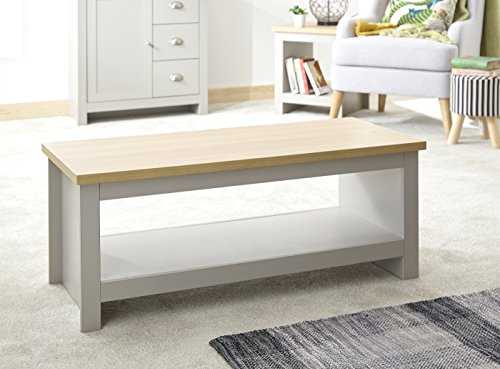 GFW Coffee Table, Wood, Soft Grey, 105 x 41.5 x 47 cm