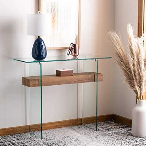 Safavieh Home Kayley Natural Brown and Glass Console Table