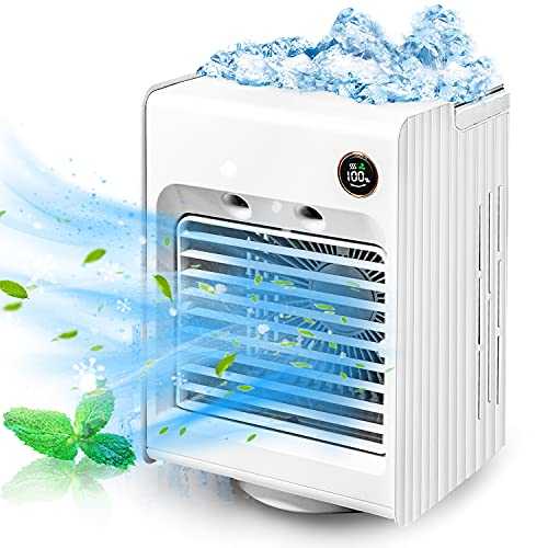 Portable Air Conditioner Evaporative Air Cooler 3 in 1 Mini Air Conditioner Fan 3 Speed Desktop Cooler Fan Personal Space Air Cooler Humidifier Mobile Air Conditioners unit for Home Office Outdoor