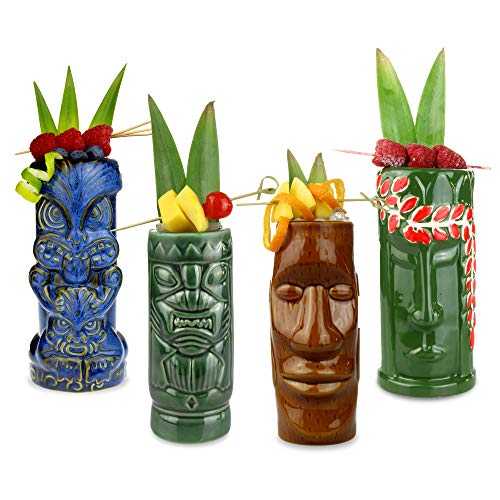 bar@drinkstuff Ceramic Beach Tiki Party Pack - Set of 4 - Ceramic Cocktail Mugs