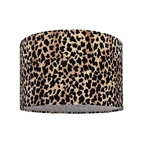 Modern and Distinctive Leopard Print Table or Pendant Lamp Shade in Soft Velvet - 30cm with White Cotton Inner | 60w Maximum by Happy Homewares