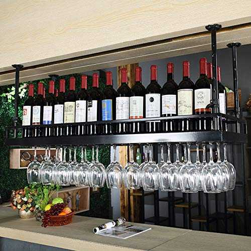 URINGO European Style Iron Hanging Wine Glass Rack Wine Rack Ceiling Decoration Shelf for Bars,Industrial Vintage Bar Floating Shelf,Restaurants Storage - fits as Mug Racks