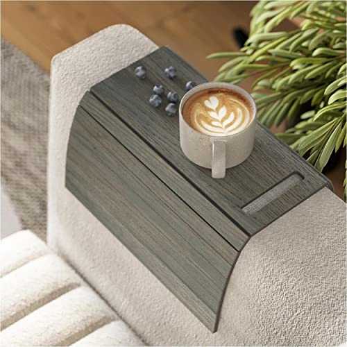 Sofa arm tray table couch bedside wood coaster coffee cup foldable protector mat tv chair armrest caddy end tables trays (Olive Grey) (with Phone Holder)