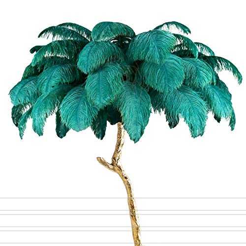 Floor lamp Modern Ostrich Feather Living Room LED Floor Lamps Living Room Bedroom Modern Interior Lighting Decor Floor Light Standing Lamp (Body Color : 80CM, Lampshade Color : Green)