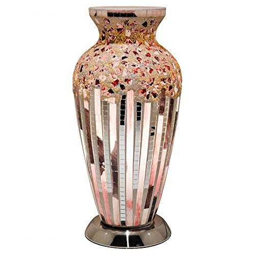 Art Deco Tile Mosaic Glass Vintage Vase Table Lamp 38cm | Chrome Base | 1 x ES E27 Bulb Required (Not Included) | Study - Bedroom - Lounge | Desk Light