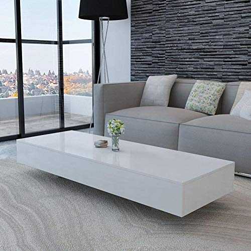 GOTOTOP Coffee Table Glossy White 115 x 55 x 31 cm Coffee Table Modern Rectangular MDF Low Side Coffee Tables for Living Room