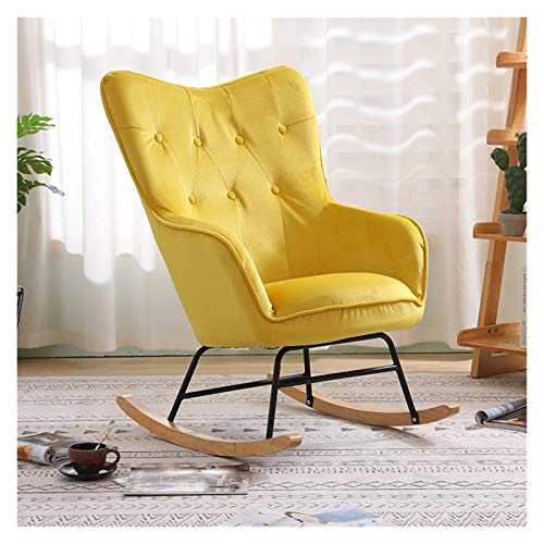 ZYLE Nordic Single Rocking Chair Sofa Recliner Armchair Living Room Bedroom Balcony Lounge Chair Nap Chair Lazy Chair (Color : Yellow Color)