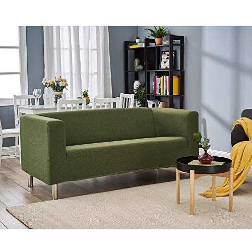 Panana 3 Seater Sofa Polyester Linen Fabric Sofa with Iron Feet Modern Soft Corner Couch Settee for Lounge Living Room (Green, 3 Seater)