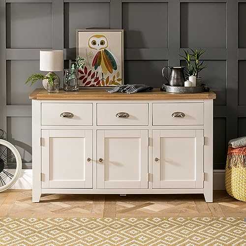 The Furniture Market Cheshire Cream Painted Large 3 Drawer 3 Door Sideboard
