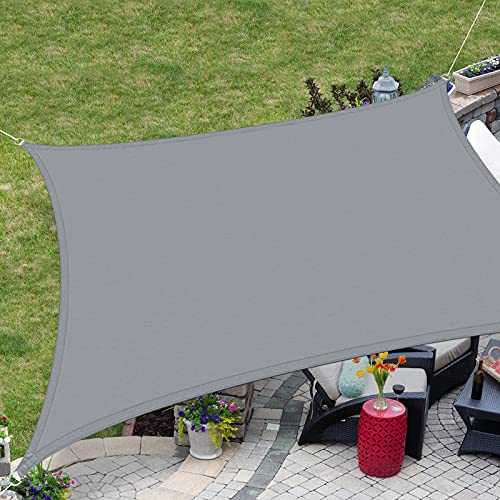 ELECLAND 3M x 4M Grey Sun Shade Sail Rectangular Outdoor Sun Shade 420D Polyester Garden Shade Sail Waterproof Shade Cover Balcony Sun Sail